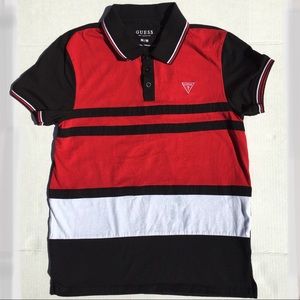 Guess men’s logo striped polo